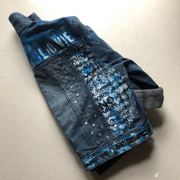 Handprinted Love Denim Jacket - Picture 2 of 12